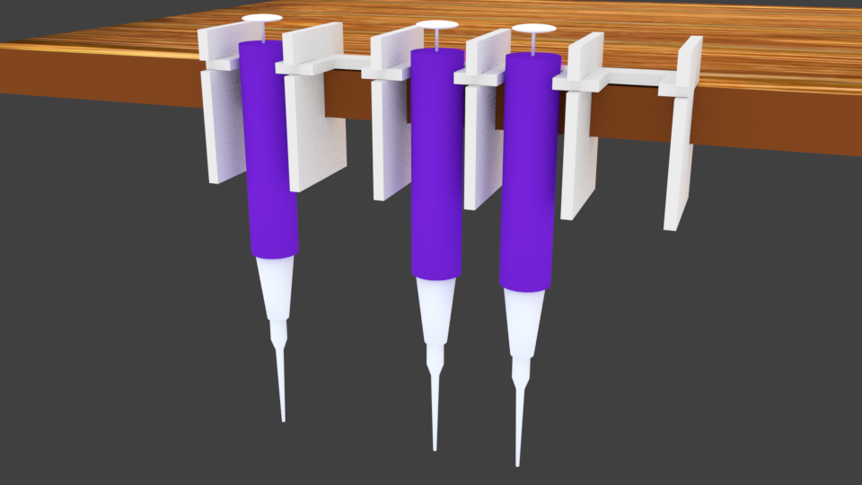 laser cut pipette holder for shelf edge